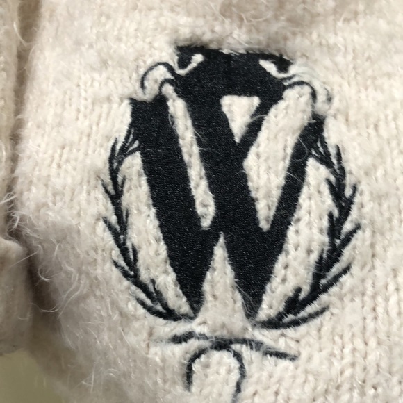 Wildfox White Label Cardigan Sweater Size XS Cream Eyelash Embroidered Monogram - Picture 4 of 11